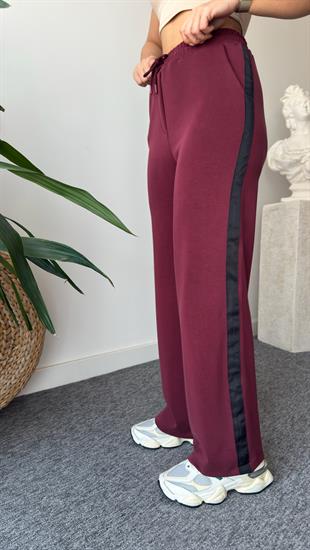 Bordo Premium Leopar Detaylı Modal Takım