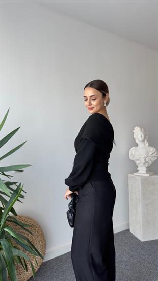 Zra Sırt Düğme Detaylı Siyah Blazer Ceket