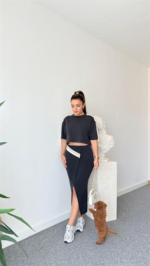 Chima Şerit Detaylı Etekli Modal Takım 