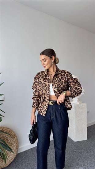 İnce Kaşe Zra Model Leopar Desen Ceket