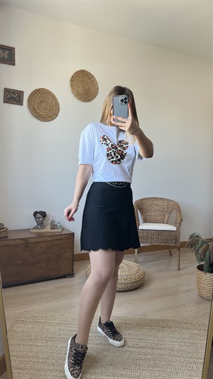 Leopar Mickey Baskı Tshirt