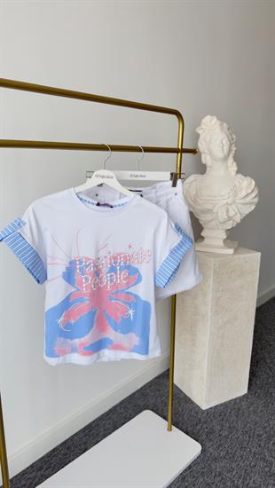 Pezu Taşlı Poplin Detay Tshirt