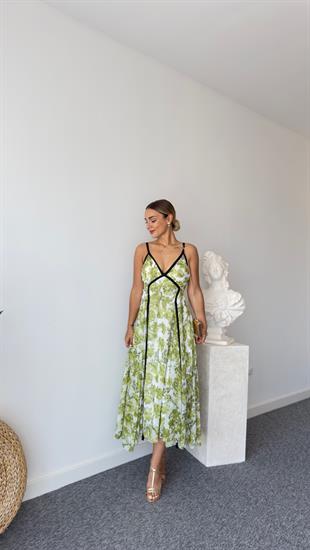 Sonia Zra Model Astarlı Yeşil Şifon Elbise 