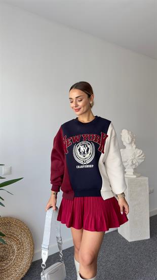 New York Yazılı Renk Geçişli Sweatshirt