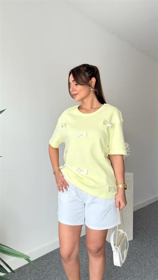 Fiyonk Detaylı Sarı Tshirt