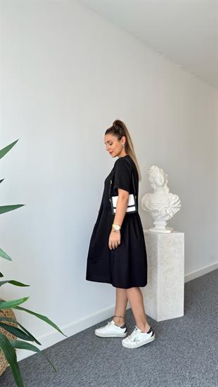 Siyah Ronse Marka Model Garnili Elbise 