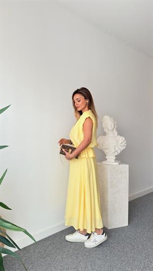 Sarı Quen Taş Detaylı Tensel Etekli Takım