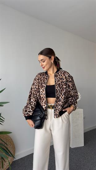 Ginny Astarlı Leopar Desen Bomber Ceket