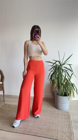Zra Kırmızı Crep Bol Pantolon