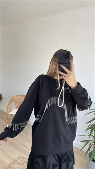 Zincirli Siyah Tasarım Sweat