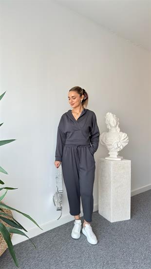 Gri Nela Kapüşonlu Modal Takım