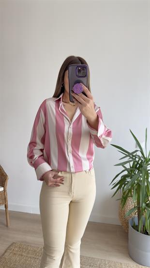 Ferny Zra Model Pembe Çizgili Gömlek