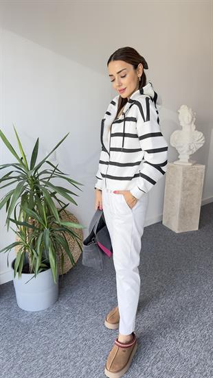 Siyah Şeritli Şardonlu Sweat
