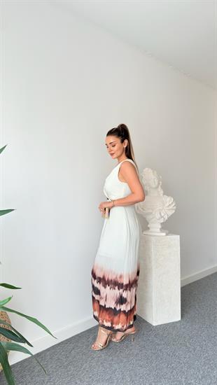 Beyaz Zra Model Önü Boncuk Detaylı Elbise