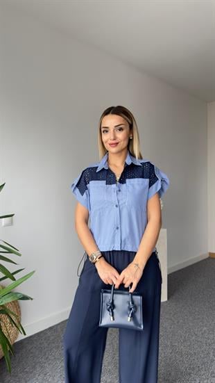 Nuse Fisto Detaylı Lacivert Gömlek