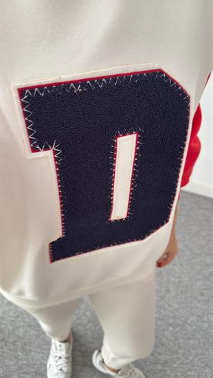 Beyaz Rimen D Nakışlı Sweatshirt