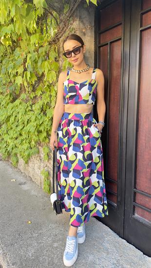 Çok Renkli Orj Mngo Eteklİ Takım