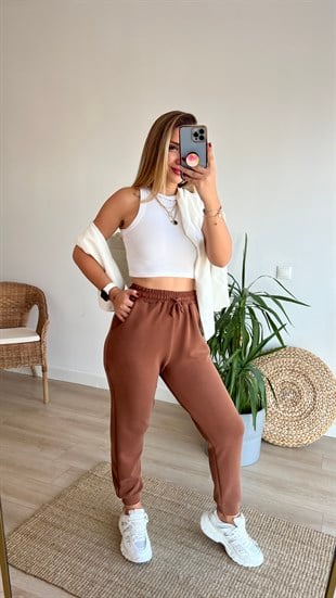 Kahve Modal Kumaş Eşofman Altı