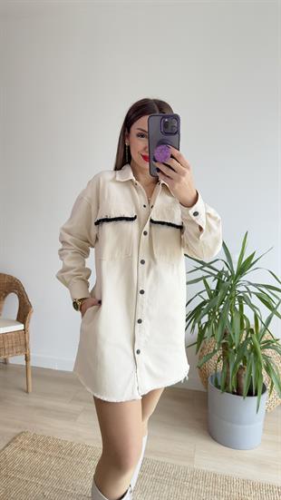 Püskül Ve Ponpon Detay Gabardin Ceket