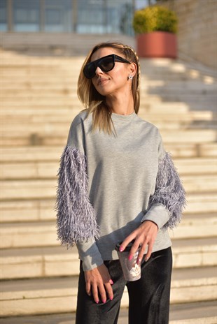 Kolları Püsküllü Sweatshirt