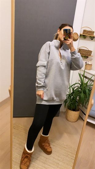 Kolu Cepli Gri Tunik