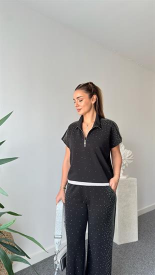 Siyah Tony Premium Taş Detaylı Modal Takım