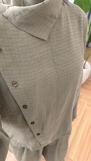 Haki Rubert Dik Yaka Şalvar Takım