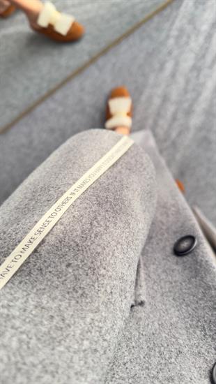 Astarı Baskılı Sırtı Yazılı Premium Gri Kaşe Kaban