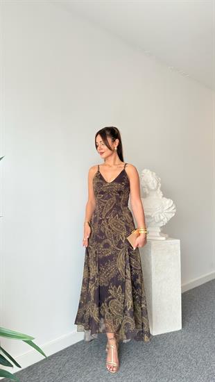 Welsa Marka Model Desenli Şifon Elbise 