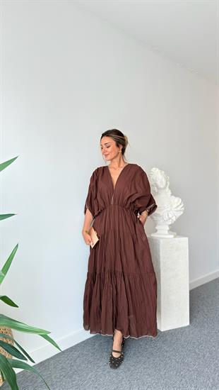 Kahve Kontrast Massi Model Elbise