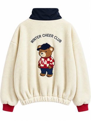 Viral Sırt İşlemeli Teddy Sweatshirt