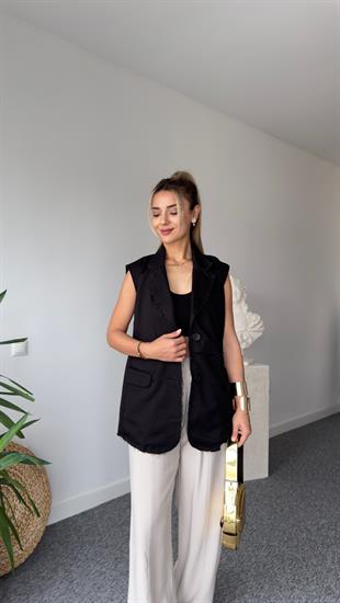 Siyah Pis Dikiş Tws Model Yelek
