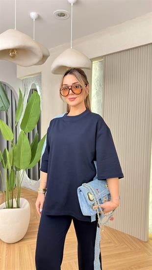 Lacivert Kot Payet Garnili Eşofman Takımı (ÖN SİPARİŞ ÜRÜNÜ)