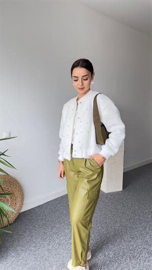 Cylie Zra Model Taşlı Ekru Bomber Ceket
