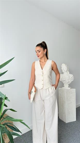 Veisa Massi Çizgili Yelekli Takım