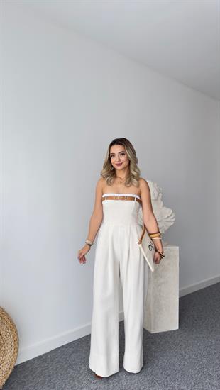 Gran Kemer Detaylı Bej Straplez Tulum