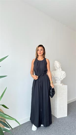 Siyah Maja Orj Marka Kuşaklı Tulum