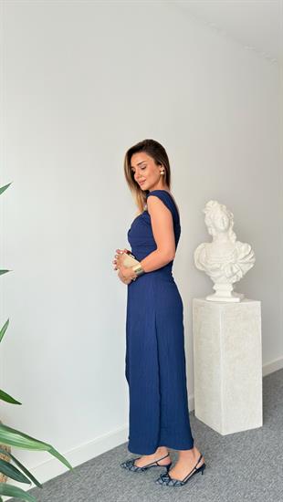 Lerisa Aksesuar Detaylı Mavi Elbise