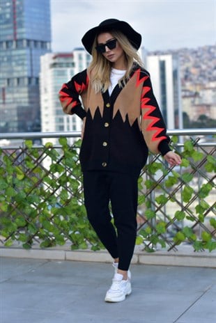 Zikzaklı Triko Takım