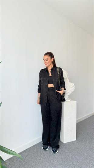 Siyah Mani Benekli Gömlek