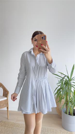 Beyaz Zra Model Çizgili Poplin Elbise