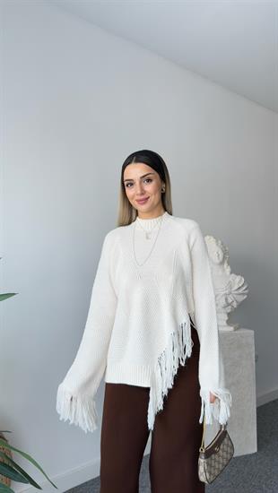 Miyle Püskül Detaylı Bej Kazak