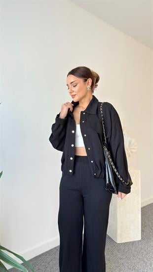 Siyah Reux Tensel Ceket Pantolon Takım