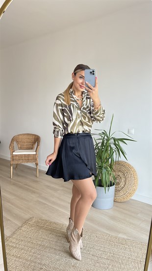 Siyah Saten Şort Etek