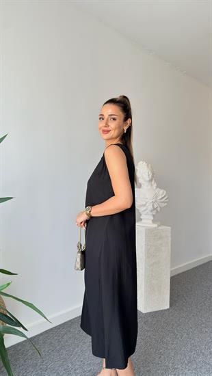 Siyah Sitra Kolsuz Basic Elbise 