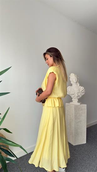 Sarı Quen Taş Detaylı Tensel Etekli Takım