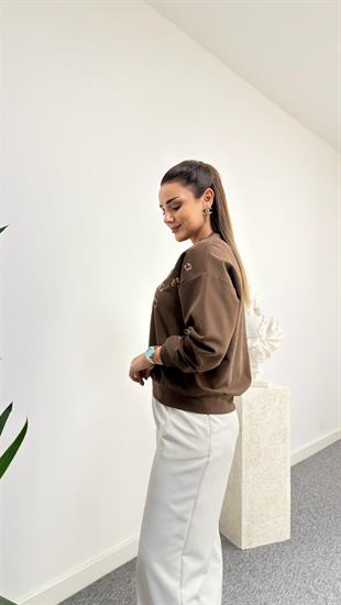 Kahve Payetli Premium Modal Sweat
