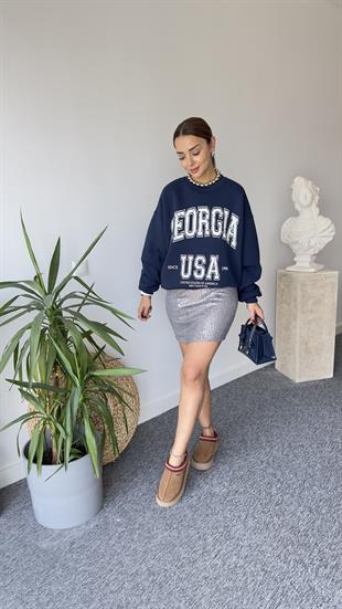 Georgıa İşleme Lacivert Sweatshirt