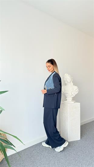 Nema Taş Detaylı Blazer Pantolon Takım