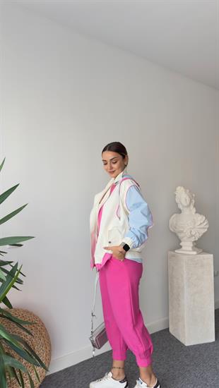 Benore Pembe Şerit Detaylı Yağmurluk